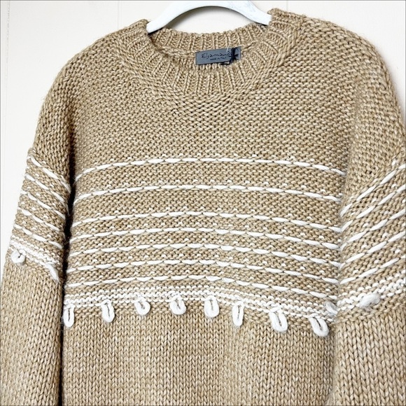 Elsamanda NWT Pullover Sweater Medium Oatmeal beige tan neutral wool alpaca - Picture 2 of 11